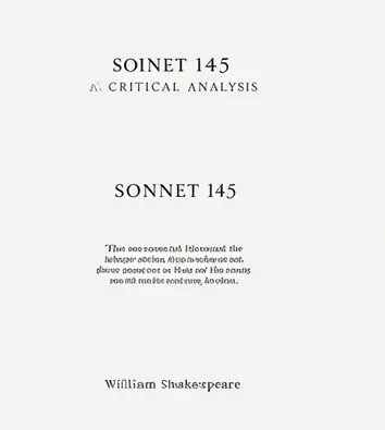 "Sonnet 145" by William Shakespeare: A Critical Analysis